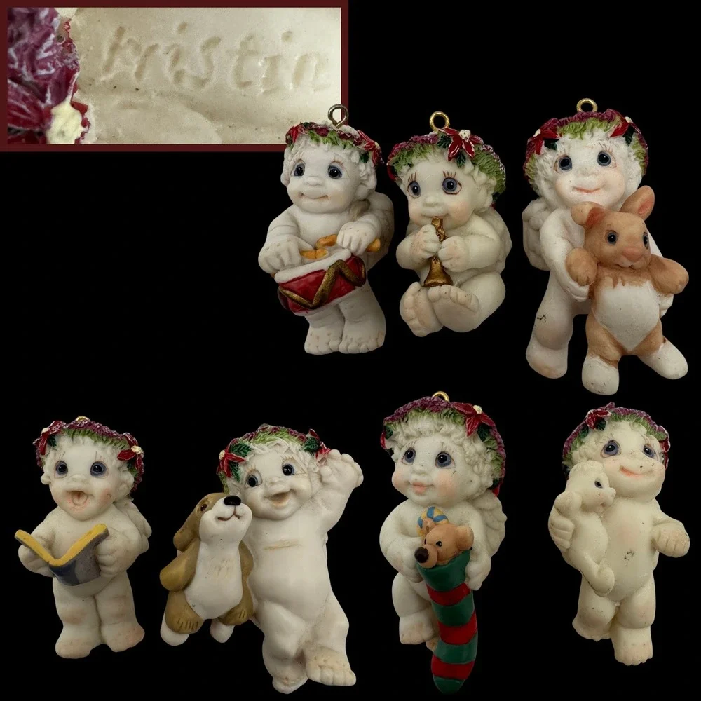 Vintage Angel Ornaments Cherub Christmas Lot of 7 Dreamsicles Kristin